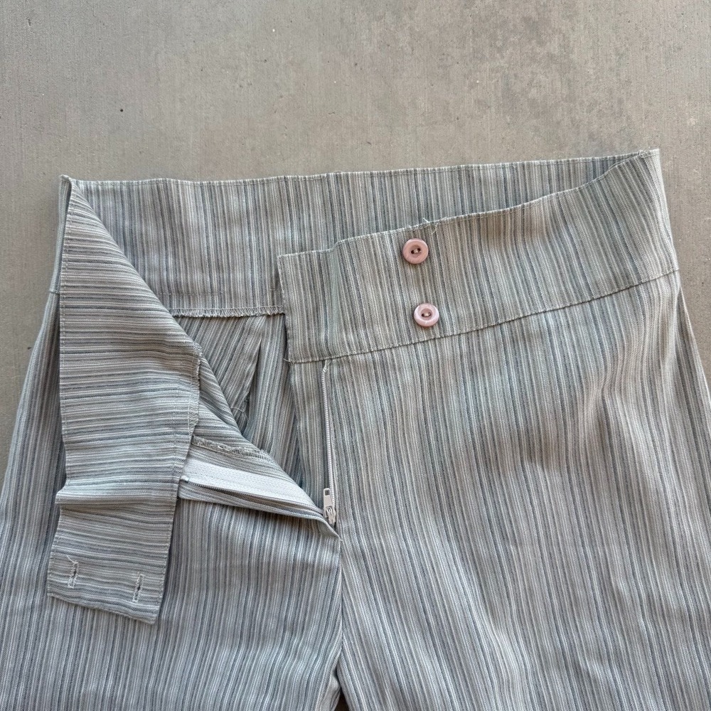 Rue21 Y2K Striped Flare Pants Womens 11/12 Beige High Rise Stretch Retro - Picture 2 of 7
